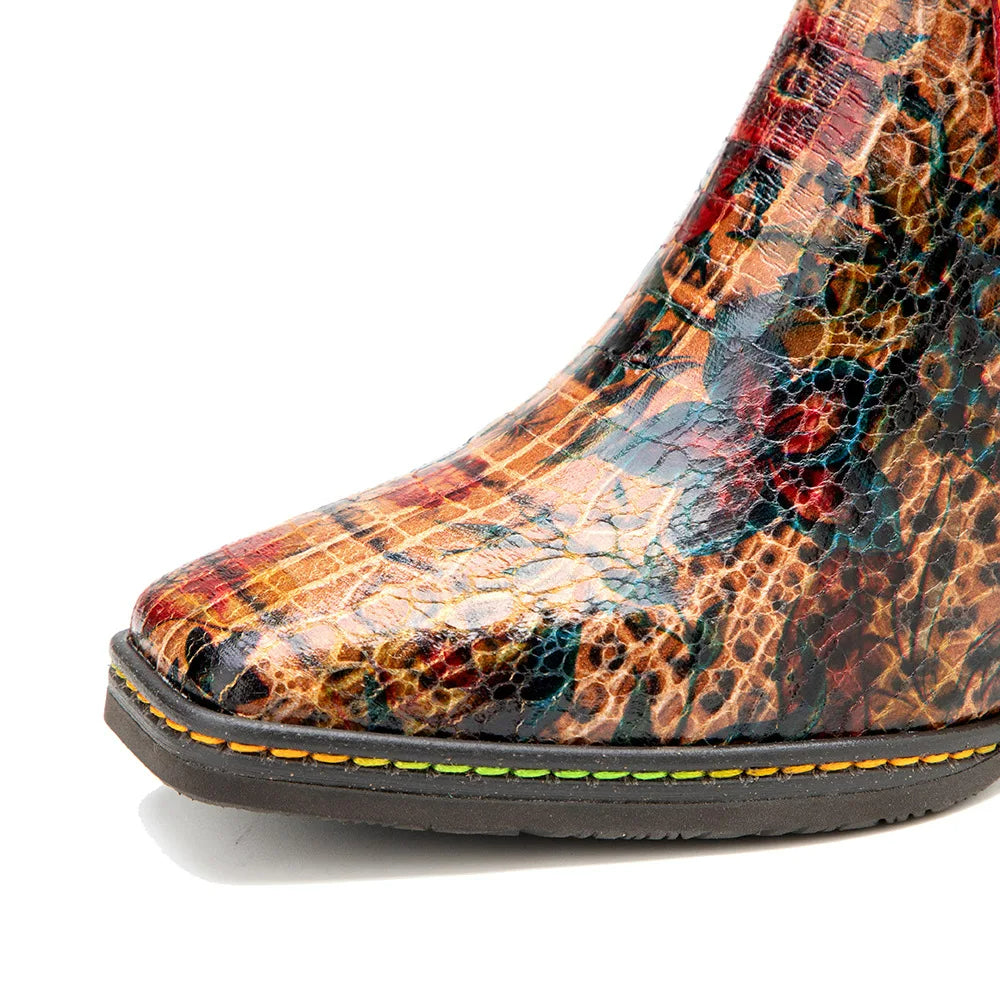 Zapatos de piel con tacón "Fleur et Couleur" para mujer